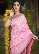 Pink Khadi Chiffon Saree For Wedding